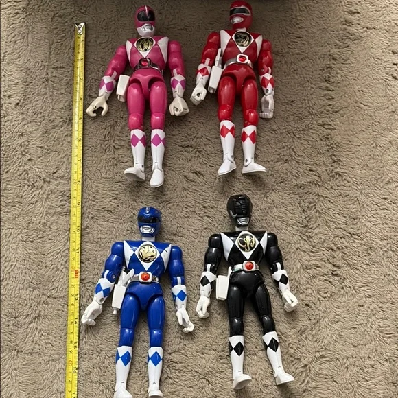1993 Mighty Morphin Power Ranger Action Figure Bundle- Red, Pink, Blue, Black - Picture 6 of 6